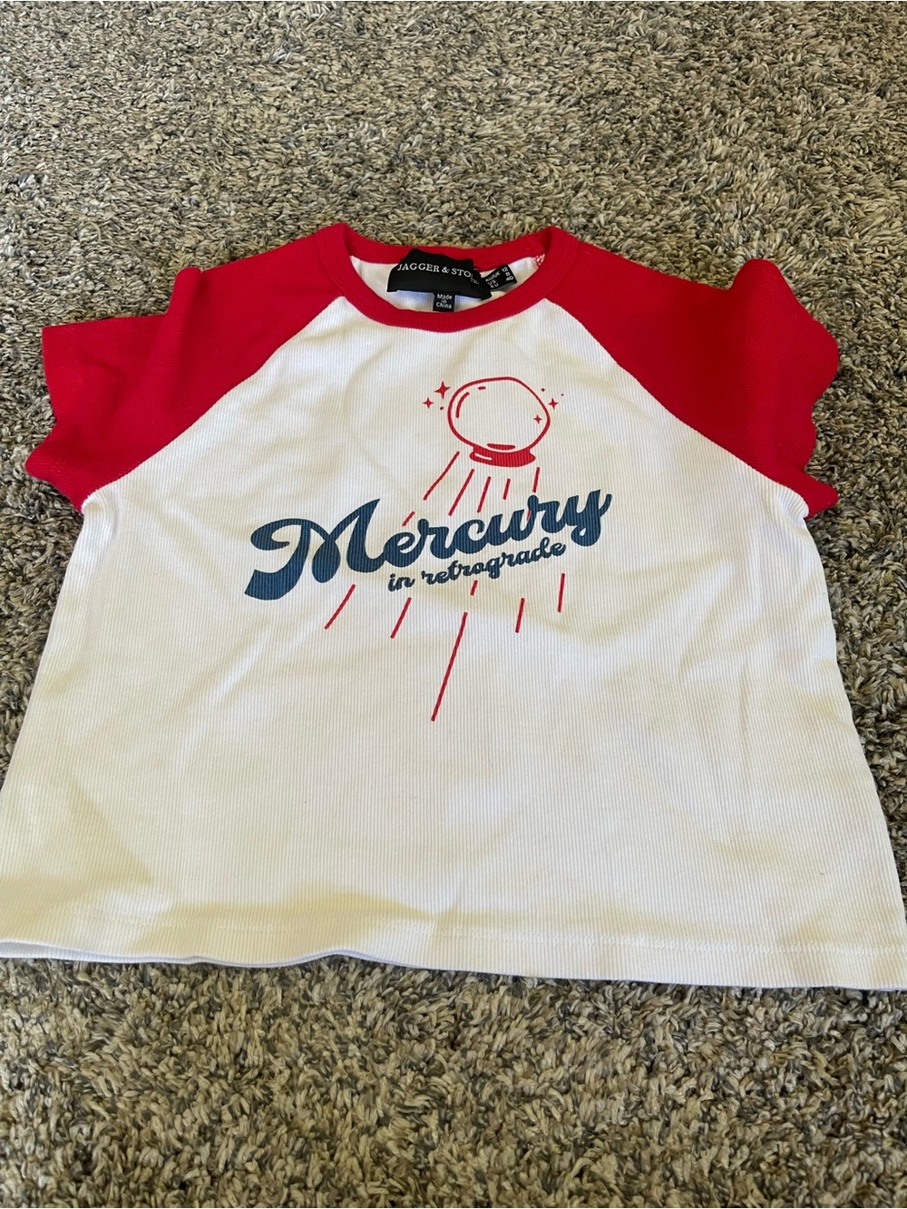 'Mercury in Retrograde' Red & White Raglan Tee